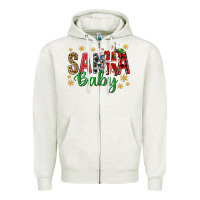 Oatmeal Heather Santa Baby With Santa Zipper Hoodie - BundleAndBundleShop