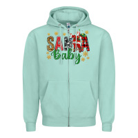 Seafoam Santa Baby With Santa Zipper Hoodie - BundleAndBundleShop