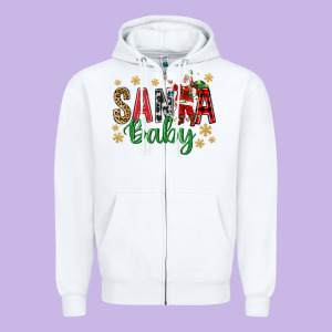 Santa Baby With Santa Zipper Hoodie Designed By Bundleandbundleshop