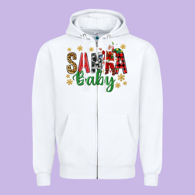 Santa Baby With Santa Zipper Hoodie Designed By Bundleandbundleshop