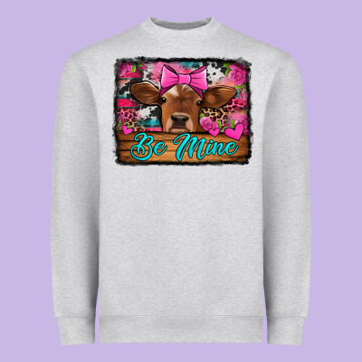 Be Mine Valentine's Day Cow Heavyweight Sweatshirt Designed By Jasminsmagicworld