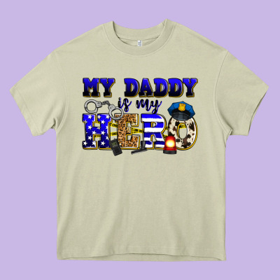 My Daddy Is My Hero Police Heavy Core Tee Designed By Zillion Design Studio