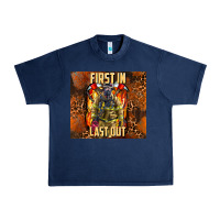 Navy first in last out firefighter Urban Heavy Tee - AdoDesignShop