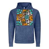Vintage Denim western gemstone and sunflower seamless pattern Vintage Hoodie - BundleAndBundleShop