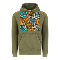 Vintage Olive western gemstone and sunflower seamless pattern Vintage Hoodie - BundleAndBundleShop