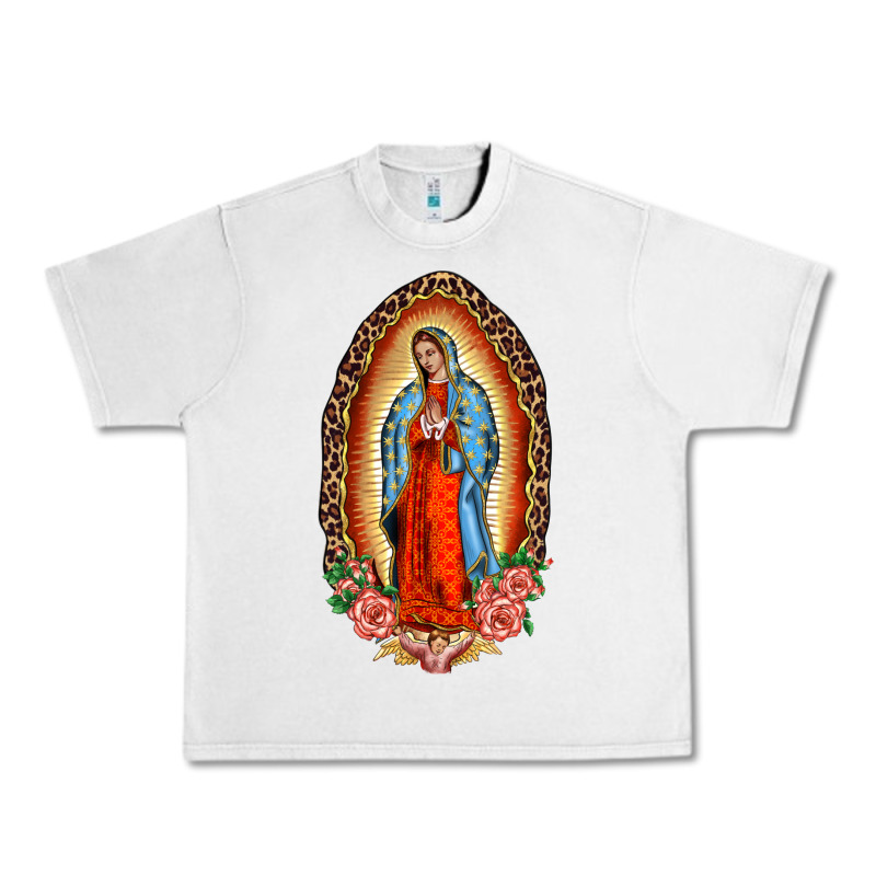 Our Lady Of Guadalupe Leopard And Roses Urban Heavy Tee by BarkalooDesign | Teevron