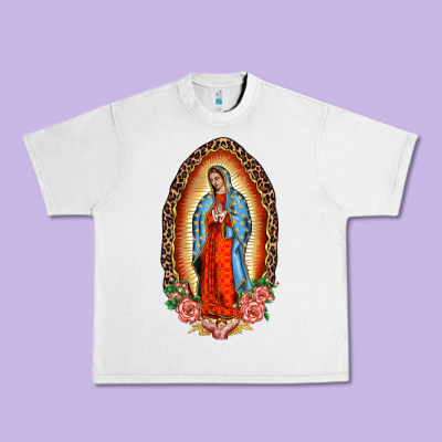 Our Lady Of Guadalupe Leopard And Roses Urban Heavy Tee Designed By Barkaloodesign