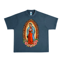 Midnight Navy our lady of guadalupe leopard and roses Urban Heavy Tee - BarkalooDesign