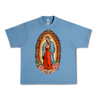 Pebble Blue our lady of guadalupe leopard and roses Urban Heavy Tee - BarkalooDesign