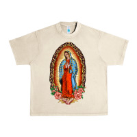 Sandshell our lady of guadalupe leopard and roses Urban Heavy Tee - BarkalooDesign