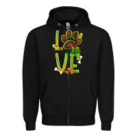 Black Tie dye St. Patrick's Day love dog paw Zipper Hoodie - BundleAndBundleShop