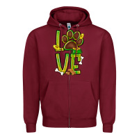 Burgundy Tie dye St. Patrick's Day love dog paw Zipper Hoodie - BundleAndBundleShop