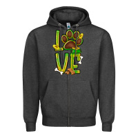 Charcoal Heather Tie dye St. Patrick's Day love dog paw Zipper Hoodie - BundleAndBundleShop