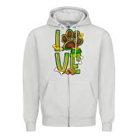 Dove Grey Tie dye St. Patrick's Day love dog paw Zipper Hoodie - BundleAndBundleShop