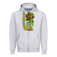 Tie Dye St. Patrick's Day Love Dog Paw Zipper Hoodie | Teevron