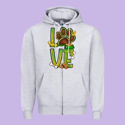 Tie Dye St. Patrick's Day Love Dog Paw Zipper Hoodie Designed By Bundleandbundleshop