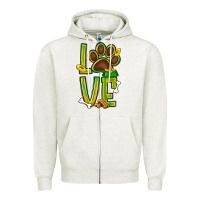 Oatmeal Heather Tie dye St. Patrick's Day love dog paw Zipper Hoodie - BundleAndBundleShop