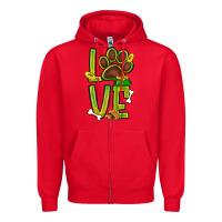Red Tie dye St. Patrick's Day love dog paw Zipper Hoodie - BundleAndBundleShop