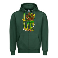 Sports Green Tie dye St. Patrick's Day love dog paw Zipper Hoodie - BundleAndBundleShop