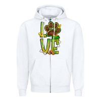 White Tie dye St. Patrick's Day love dog paw Zipper Hoodie - BundleAndBundleShop