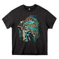 Asphalt indian feather headdress with western  patterns Heavy Core Tee - RanaPortraitStore