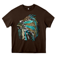 Chocolate Brown indian feather headdress with western  patterns Heavy Core Tee - RanaPortraitStore