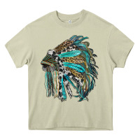 Mossy indian feather headdress with western  patterns Heavy Core Tee - RanaPortraitStore