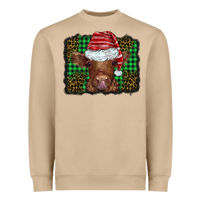 Christmas Leopard Buffalo Plaid Baby Highland Cow Heavyweight Sweatshirt by BarkalooDesign | Teevron