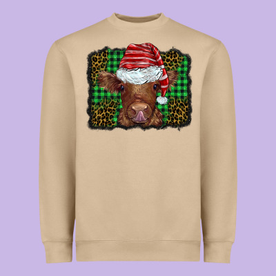 Christmas Leopard Buffalo Plaid Baby Highland Cow Heavyweight Sweatshirt Designed By Barkaloodesign