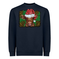Navy christmas leopard buffalo plaid baby highland cow Heavyweight Sweatshirt - BarkalooDesign