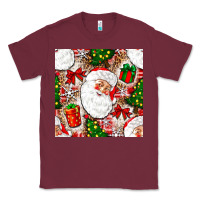 Burgundy Christmas Santa Claus and gift box Classic Tee - NancyCooperArtShop