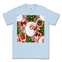 Dusty Blue Christmas Santa Claus and gift box Classic Tee - NancyCooperArtShop