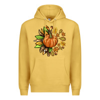 Antique Gold Fall Sunflower with Pumpkin Premium Hoodie - texasbilliewilder