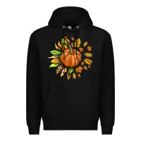 Black Fall Sunflower with Pumpkin Premium Hoodie - texasbilliewilder