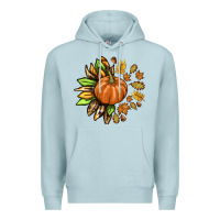 Blue Mist Fall Sunflower with Pumpkin Premium Hoodie - texasbilliewilder