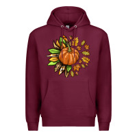 Burgundy Fall Sunflower with Pumpkin Premium Hoodie - texasbilliewilder