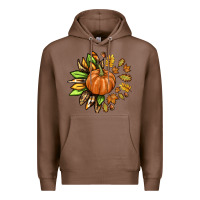 Chestnut Fall Sunflower with Pumpkin Premium Hoodie - texasbilliewilder