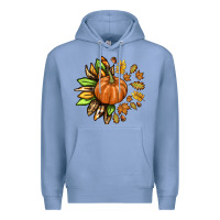 Colony Blue Fall Sunflower with Pumpkin Premium Hoodie - texasbilliewilder