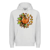 Dove Grey Fall Sunflower with Pumpkin Premium Hoodie - texasbilliewilder