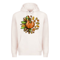 Pale Pink Fall Sunflower with Pumpkin Premium Hoodie - texasbilliewilder