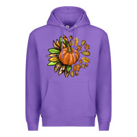 Purple Fall Sunflower with Pumpkin Premium Hoodie - texasbilliewilder