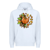 White Fall Sunflower with Pumpkin Premium Hoodie - texasbilliewilder