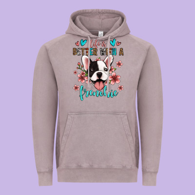 Life Is Better With A Frenchie Vintage Hoodie Designed By Jasminsmagicworld