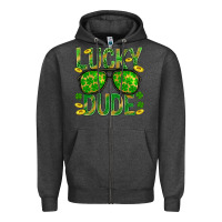 Charcoal Heather Lucky Dude St Patricks Zipper Hoodie - BundleAndBundleShop