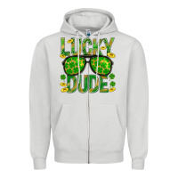 Dove Grey Lucky Dude St Patricks Zipper Hoodie - BundleAndBundleShop