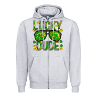 Heather Grey Lucky Dude St Patricks Zipper Hoodie - BundleAndBundleShop