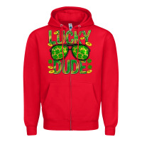 Red Lucky Dude St Patricks Zipper Hoodie - BundleAndBundleShop