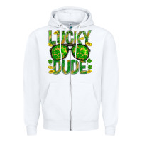 White Lucky Dude St Patricks Zipper Hoodie - BundleAndBundleShop