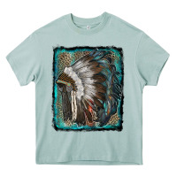 Arona indian feather headdress with leopard background Heavy Core Tee - RanaPortraitStore