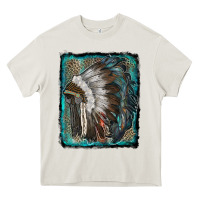 Indian Feather Headdress With Leopard Background Heavy Core Tee | Teevron
